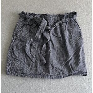 J. Crew Skirt Linen Cotton Railroad Striped Size L Blue White Belt Re Imagined